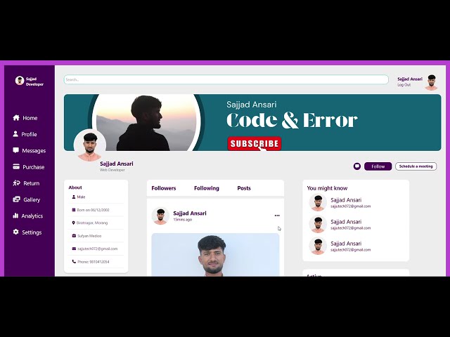Responsive HTML Navbar with Search Bar & Services Section | Tailwind CSS Layout Design
