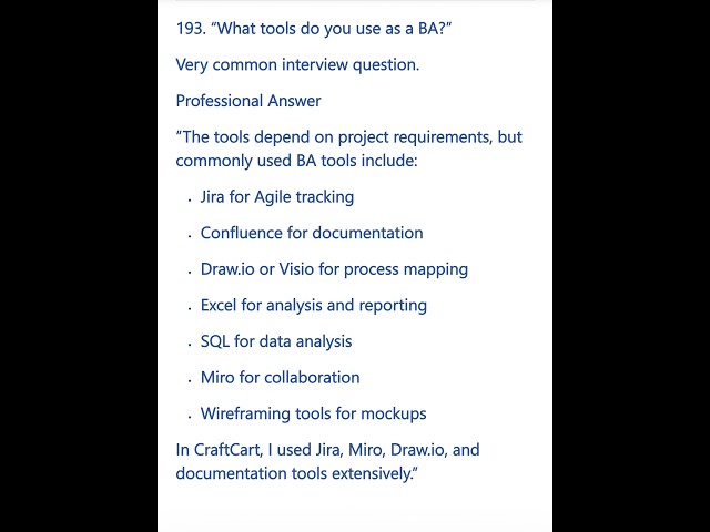 What Tools Do You Use as a Business Analyst? | {BA INTERVIEW 193}