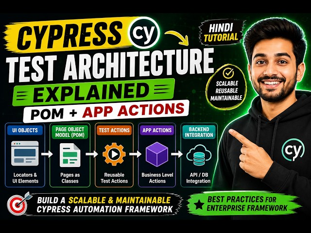 Part - 2 | Cypress Test Architecture Explained | Page Object Model (POM) & App Actions in Hindi 🚀