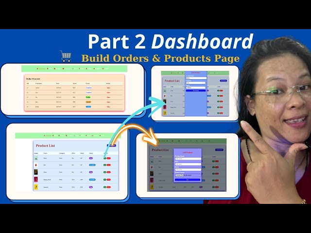 Part 2🛒 Build Orders & Products Page | Modern Admin Dashboard  | HTML CSS JS