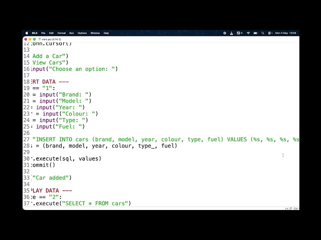 Creating a Python file to interact with a Database