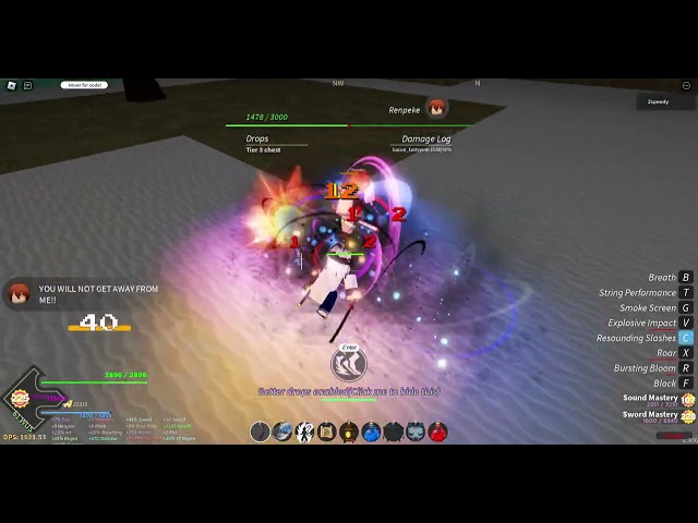 3000+ damage sound breathing combo without walls in project slayers