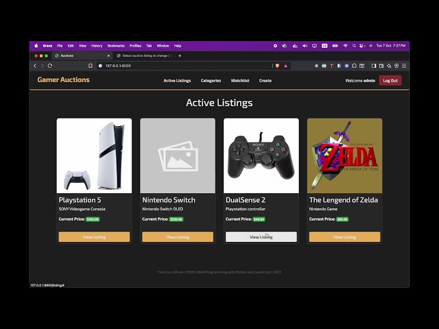 Project 2: Commerce | CS50’s Web Programming with Python and JavaScript