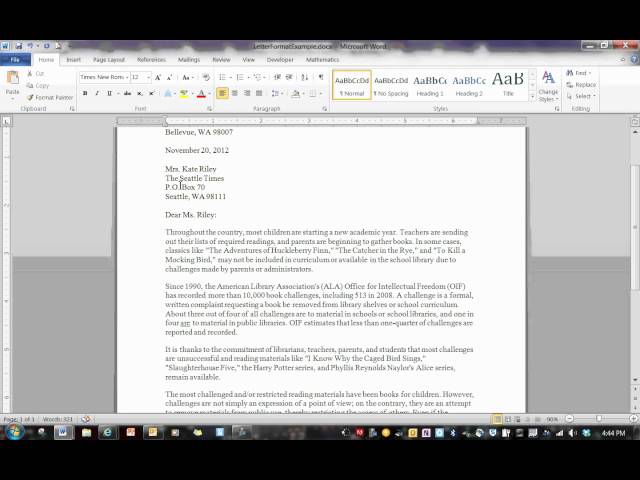 Block Format Letter
