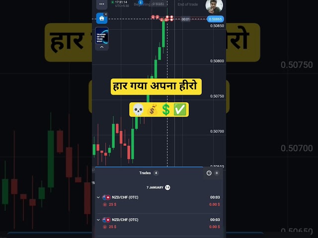 हार गया अपना हीरो 💀💰💲✅ #binary #trading #binaryindicator #stockmarket #binaryoptions #shortvideo