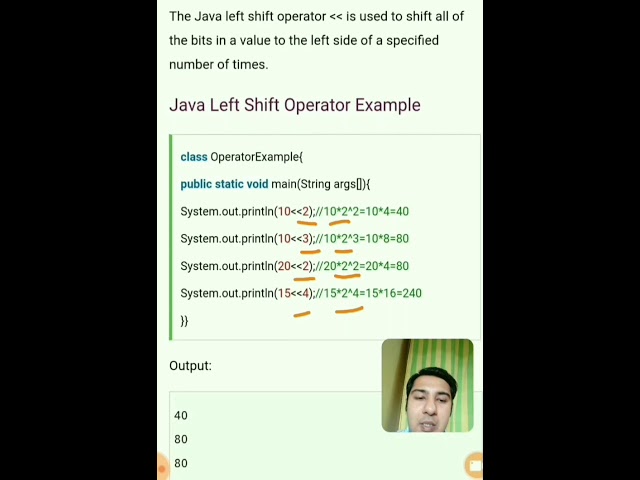 Operators in JAVA