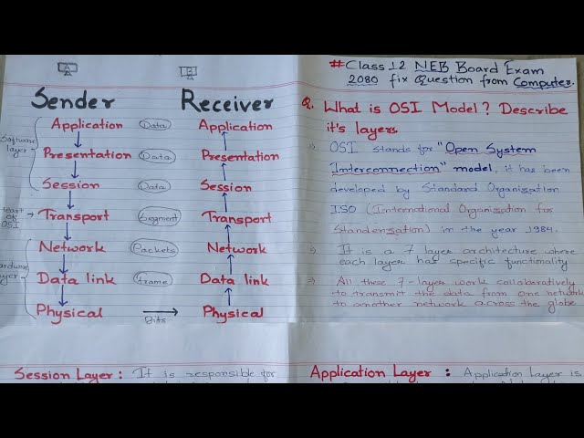What is OSI Model ? Describe it's Layer. Most Important Question of Computer Class 12 NEB Board Exam