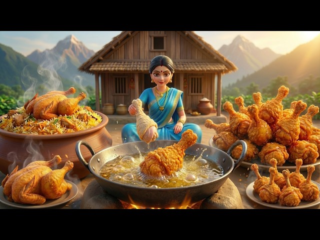 Miniature Doll Chicken Biryani & Chicken Lollipops | Village Cooking for Farmers | Tiny Kitchen ASMR