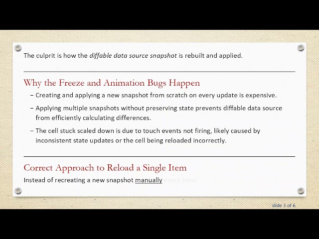 Fixing UICollectionView Freezes and Cell Update Issues with NSDiffableDataSourceSnapshot