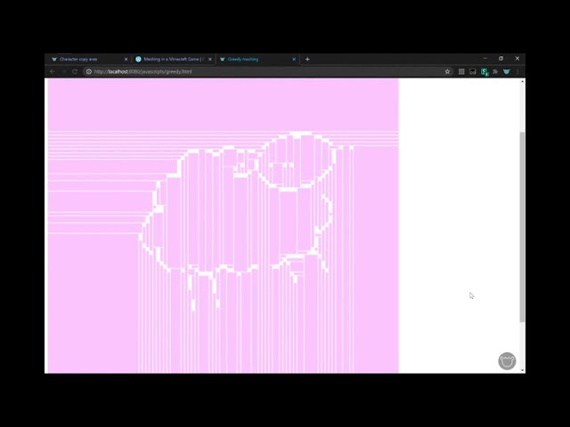 2D greedy meshing around a sheep