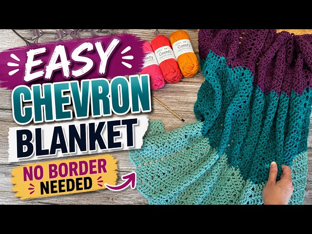 Patrón de crochet para manta en chevron fácil | No necesita borde | Tutorial paso a paso | Repeti...