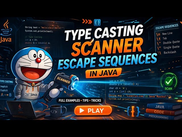 Type Casting,Scanner,Escapesequences In Java 