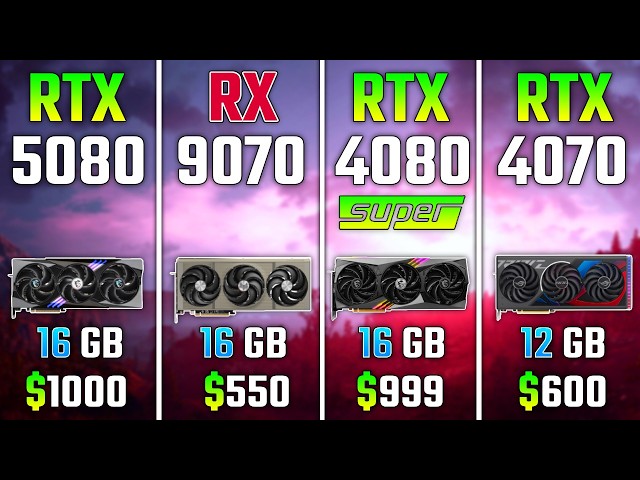 RTX 5080 vs RX 9070 vs RTX 4080 SUPER vs RTX 4070 | Test in 7 Games