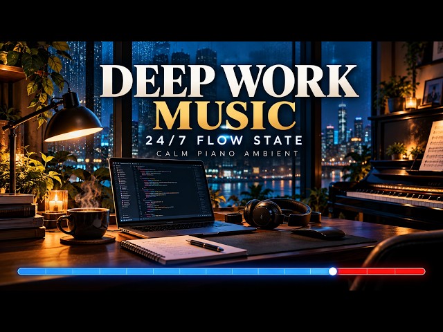 Deep Work Music 24/7 - Calm Piano Ambient to Enter Flow State for Coding and Study