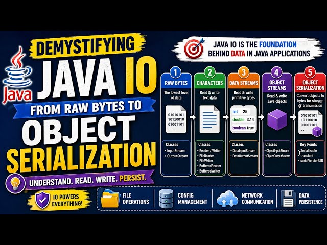 Demystifying Java IO|From Raw Bytes to Object Serialization|Naman Bharti Classes 