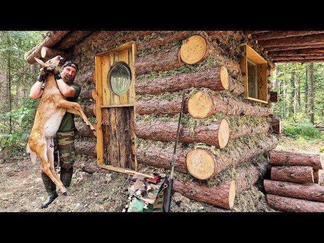 Building a Bear-Proof Survival Log Cabin ALONE (Deep in the Canadian Wilderness)