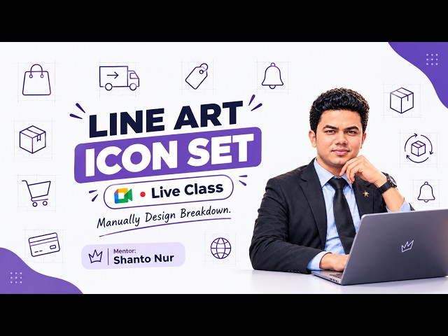Create a Professional Line Art Icon Set in Adobe Illustrator | Live Class | Shantonur Design Lab