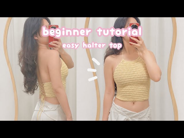 Tutorial de top halter tejido a crochet🧸💛top de verano tejido a crochet para principiantes