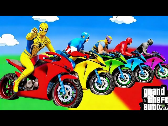 SPIDERMAN CRAZY UNIQUE RAMP CHALLENGE RIDE WITH TWISTED BUMP ROADS IN GTAV VIDEO EP. 79