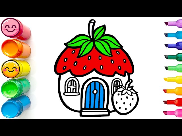 Drawing and Coloring a Strawberry House | Easy Step by Step Drawing Tutorial