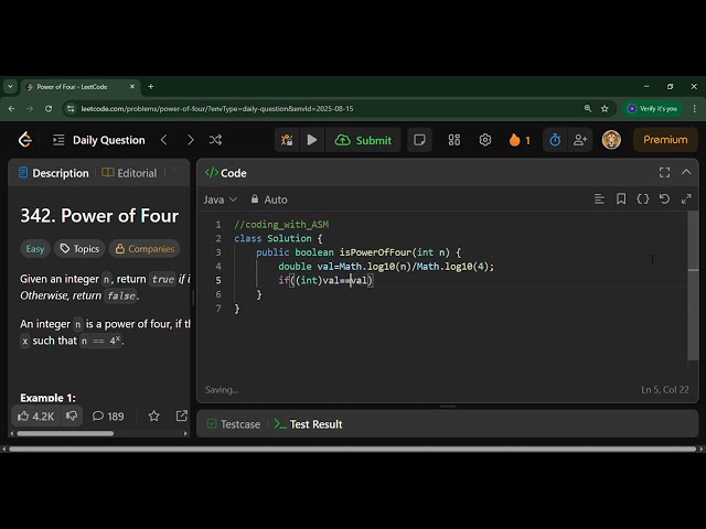 LeetCode Problem Number - 342  (Power of Four )