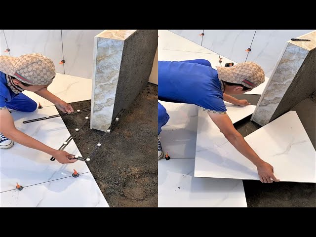 Young Man with great tiling skills -Great tiling skills -Great technique in construction PART 89.