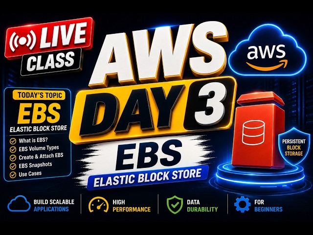 AWS Day 3 LIVE: Amazon EBS Explained | Elastic Block Store | AWS for Beginners | Hindi 2026