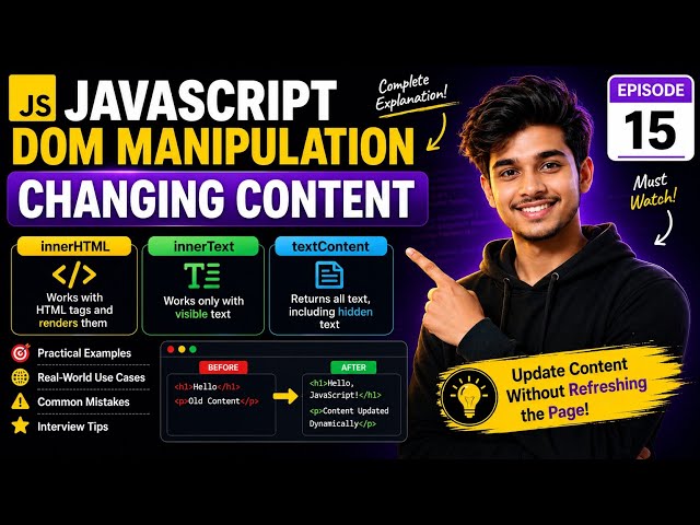 JavaScript DOM Manipulation | Changing Content Explained | Episode 15