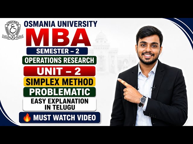 OPERATIONS RESEARCH (OR) | UNIT-2 SIMPLEX METHOD PROBLEM | O.U. MBA SEMESTER-2 @santhoshbachuwar2987
