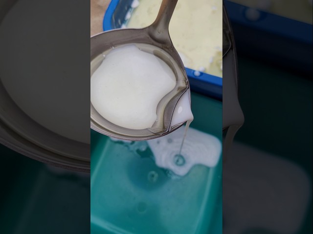 Testing a ladle that removes oil from broth