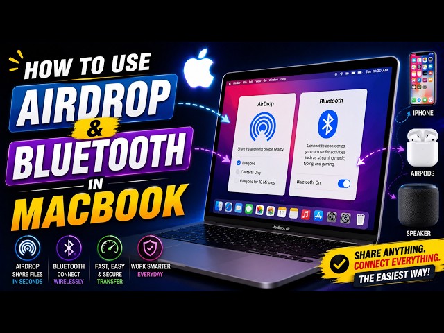 How to Use AirDrop & Bluetooth in MacBook 🚀 | Complete Beginner's Guide