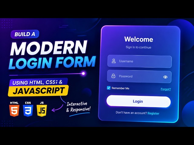 Build a Modern Glassmorphism Login Form Using HTML, CSS & JavaScript | Responsive UI