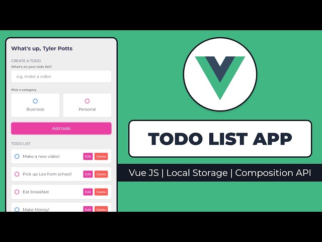 Build a Todo List App in Vue JS with LocalStorage in 2022 | Vue 3 for Beginners