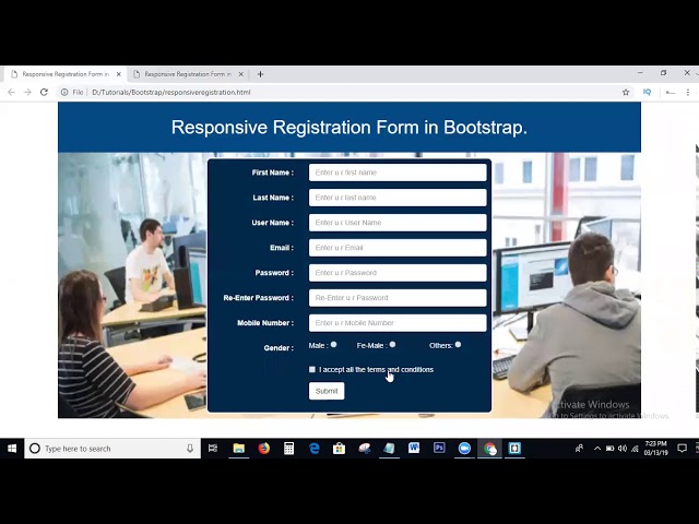 Responsive Registration Form In Bootstrap | Bootstrap Responsive Registration Form