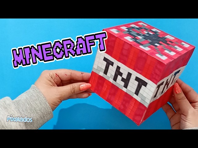 CRAFT AND BUILD YOUR OWN MINECRAFT TNT BLOCK step by step PIXEL ART – PIXELADOS
