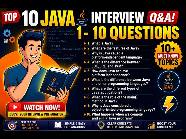 Top 10 Java Interview Questions for Freshers | Java Interview Questions & Answers | Part 1