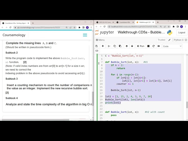 Walkthrough CD7a   Bubble Sort