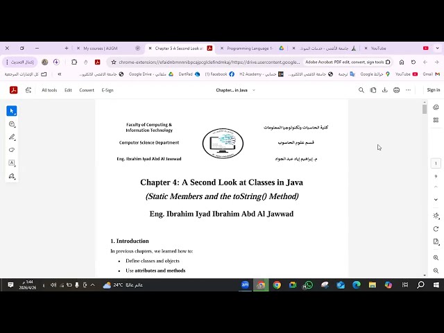 Chapter 5 A Second Look at Classes in Java (Static Members and the toString() Method)