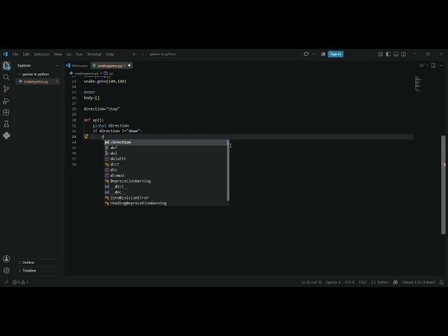 Snake Game Using Python by Sidd