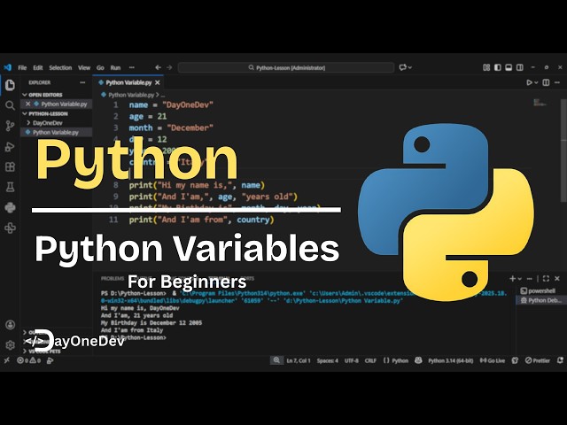 Python: Python Variables | Tutorial for Beginners