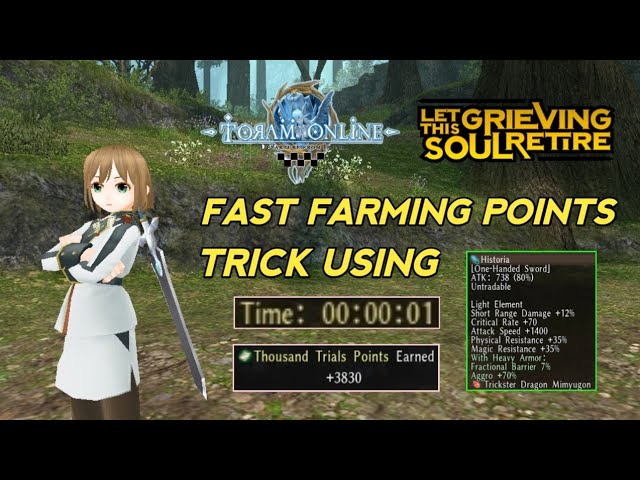 Toram Online - Grieving Soul Collab Event Fast Farming Points Using Historia Sword With Build Guide