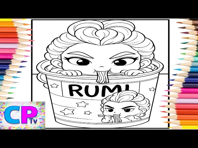 K Pop Demon Hunters / Rumi Eats Pasta /Creative Coloring Pages/Art Therapy/Relaxing Video