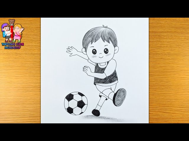 How to draw a boy playing Football