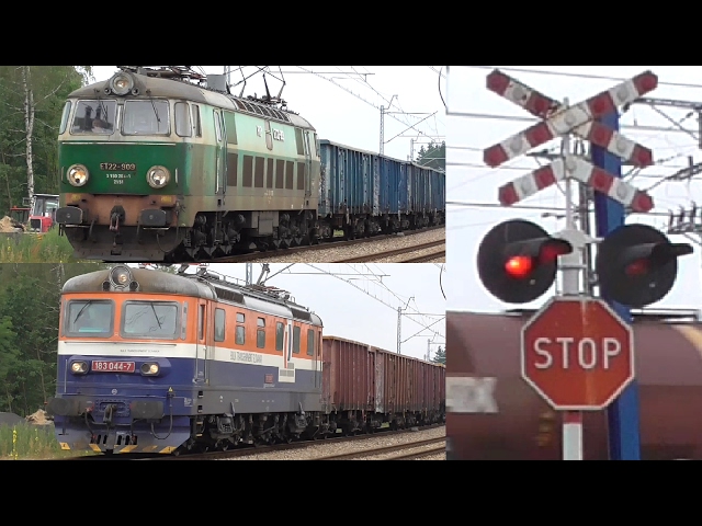 12 Trains at vintage railroad crossings in southern Poland
