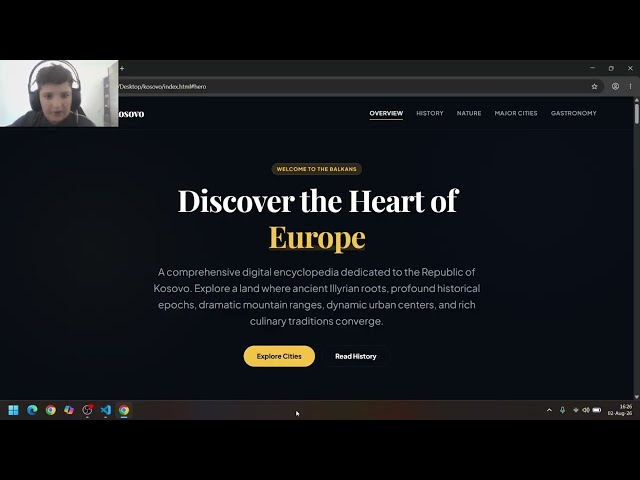 🇽🇰 I built a Kosovo-themed website from scratch using HTML, CSS, and JavaScript!