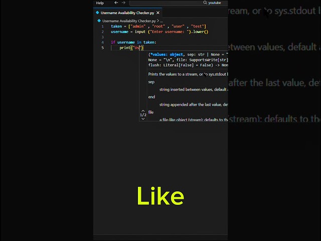 Username Availability Checker in Python 🔍 | Check If Name Is Available #shorts #shortsfeed