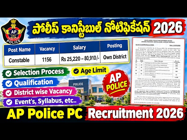 AP Police Constable Notification Selection Process 2026 || AP Police Constable Notification 2026