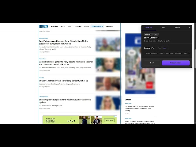 How to Scrape Celebrity News from nine.com.au with Minexa.ai