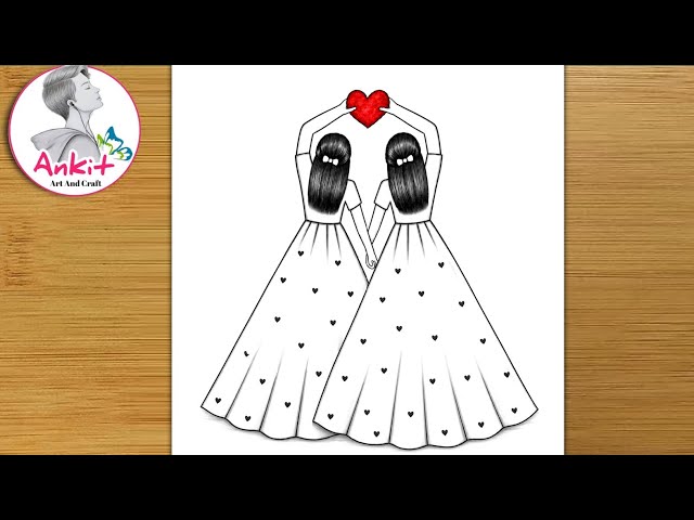 Friendship Day Drawing ❤️ | Best Friend Pencil Sketch Step by Step | bff Drawing easy | BFF Gift art