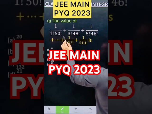 Q) The value of 1/1!50!+1/3!48!+1/5!46! +…+1/49!2!+1/51!1! is #jee #maths #jeeadvanced #jeemains